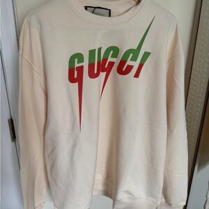 Gucci Cream Logo Rockstar Sweater Large